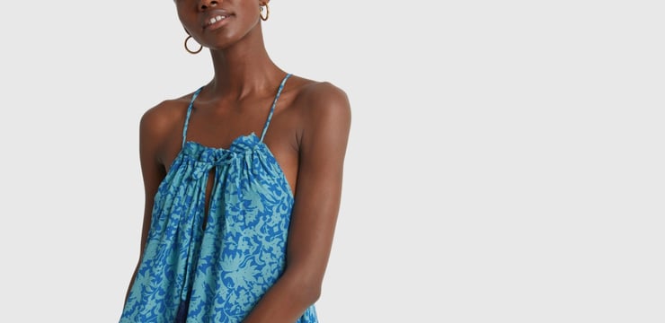 Best known for her Bali-inspired bohemian prints and billowy silhouettes, Australian native Natalie Martin’s pieces are all handmade from batik-printed silk—a time-honored wax-dyeing technique done by Indonesian artisans for centuries. The one-of-a-kind designs are everything you might want in a warm-weather wardrobe (floaty kaftans and daytime dresses that convert into beach cover-ups).