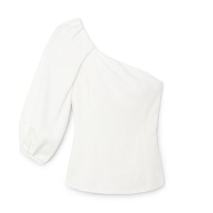 One shoulder top puff sleeve top