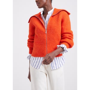 Ganni soft wool knit hoodie top