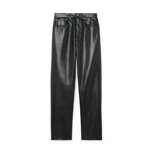 Recycled faux leather trousers, length 27.5, white/gold-coloured