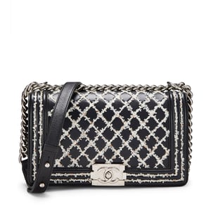 CHANEL Medium Boy Flap Caviar Leather Shoulder Bag Black