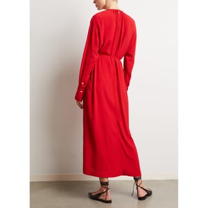 Gathered-Neck Crepe Dress