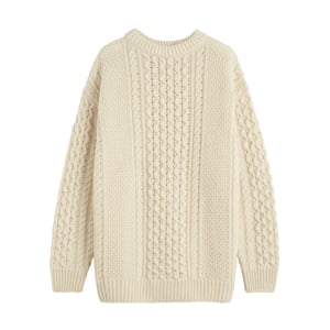Oversized cable-knit wool sweater