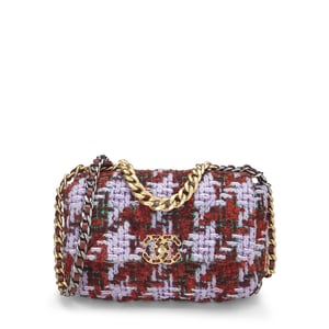 What Goes Around Comes Around Chanel Purple and Red Tweed 19 Bag