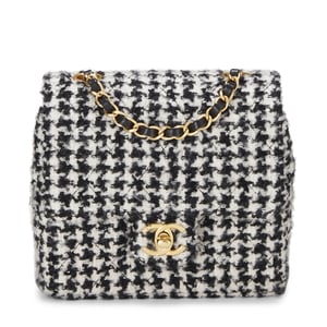 Chanel Black & White Tweed Quilted Medium Chanel 19 Flap