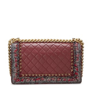 What Goes Around Comes Around Chanel Tweed Trim Boy Bag, Medium in Burgundy | Women