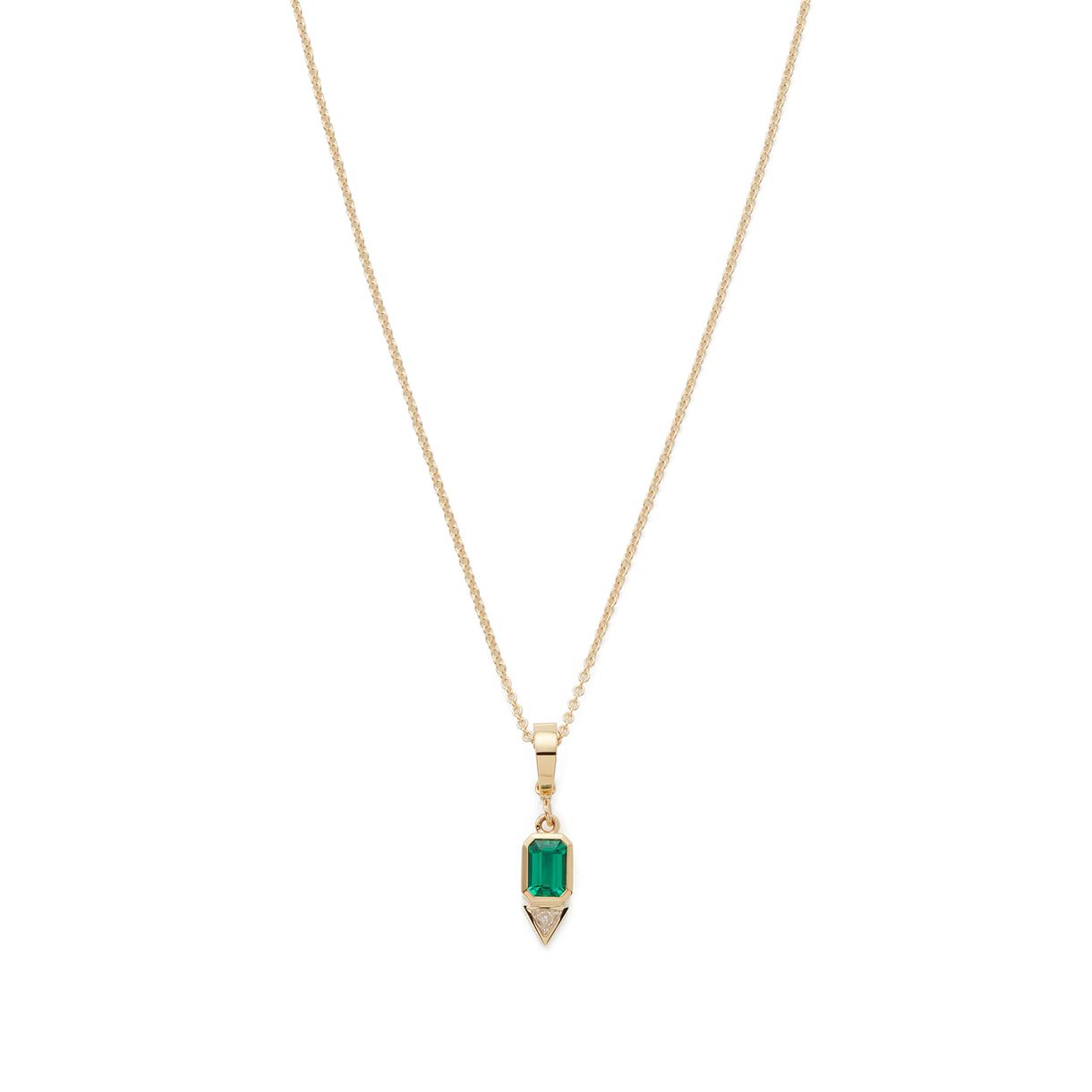 Azlee Emerald & Trillion Small Diamond Charm with 20" Chain