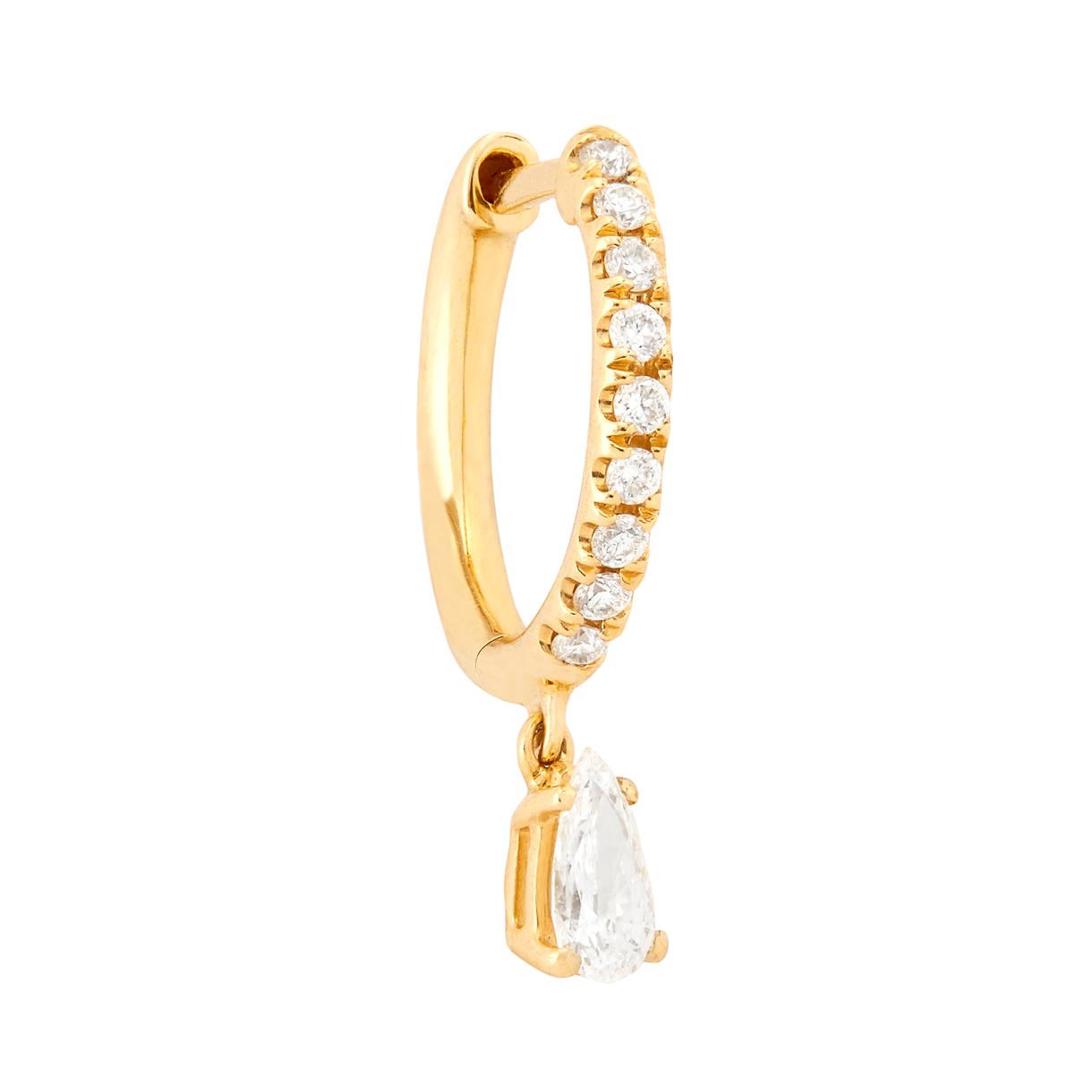 Anita Ko 18-Karat Yellow-Gold Small Pavé Hoops with Pear Diamond Drop