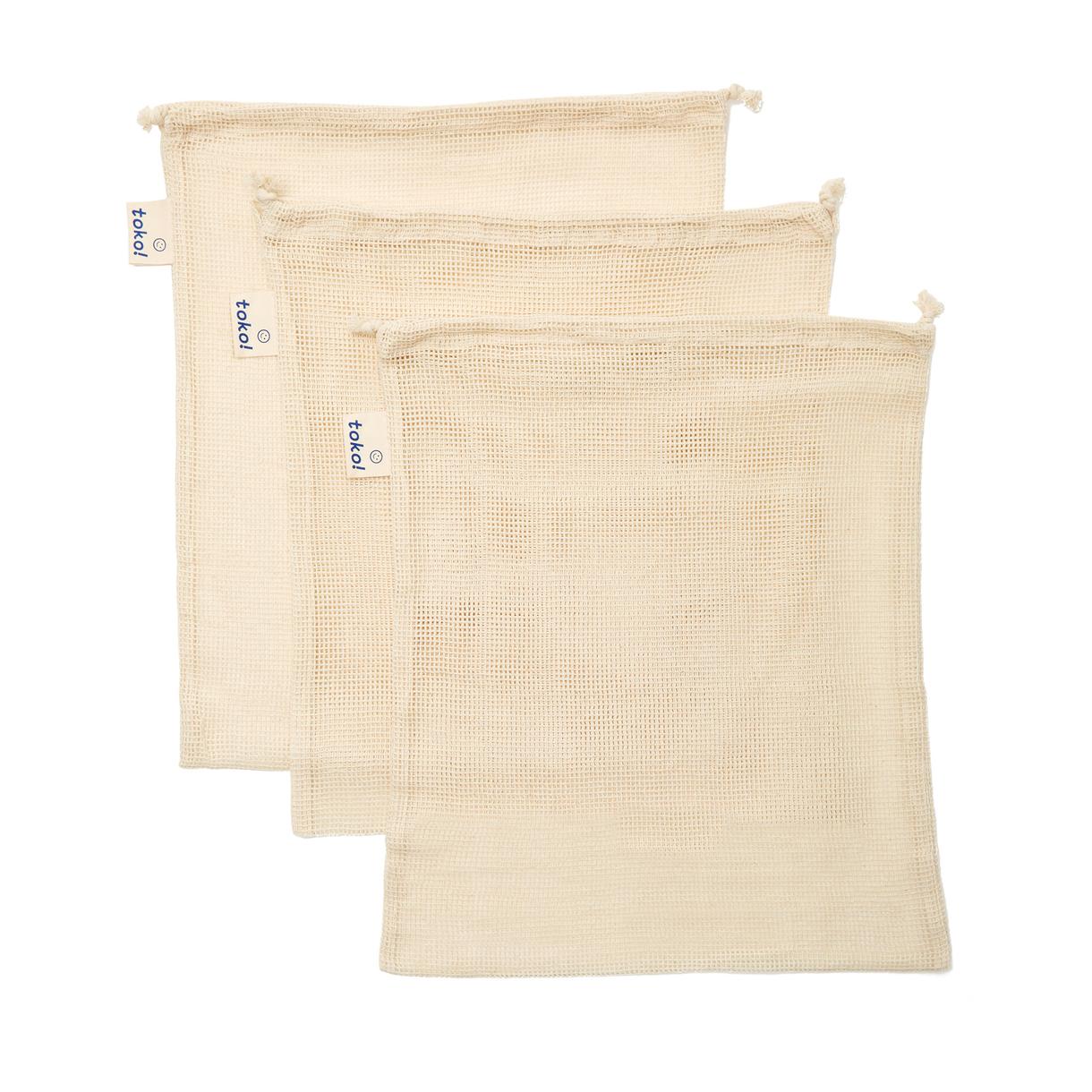 toko! Organic Cotton Drawstring Produce Bags, Set of 3 | goop