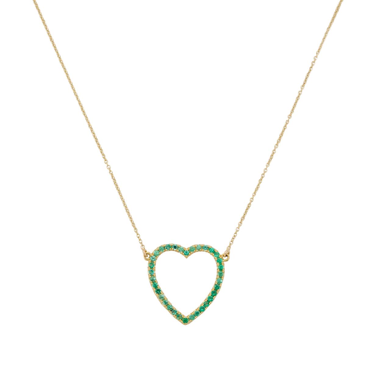 Jennifer Meyer Emerald Large Open Heart Necklace