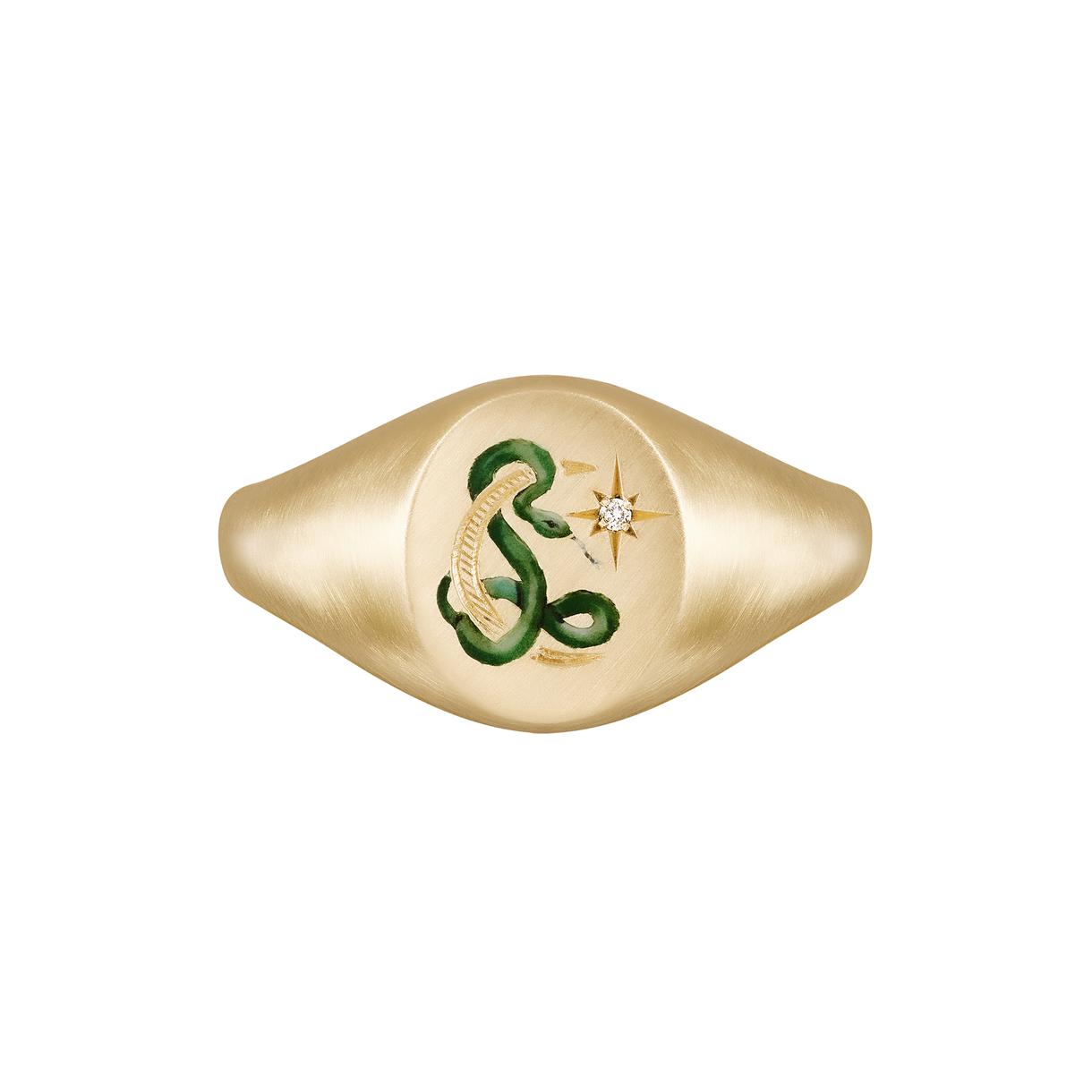 Cece Jewellery The Snake & Moon Ring