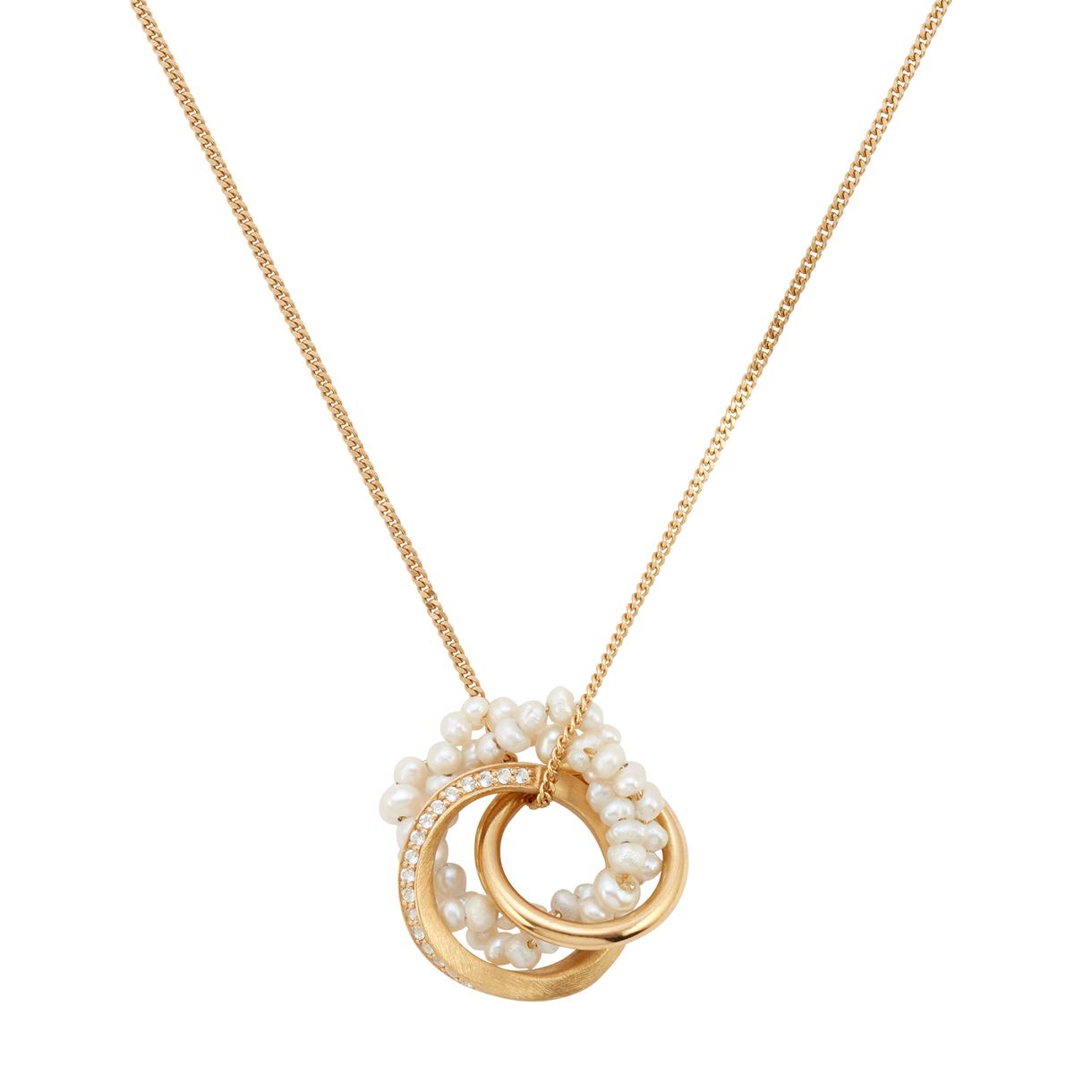 Completedworks Gold, White Topaz, and Pearl Pendant Necklace
