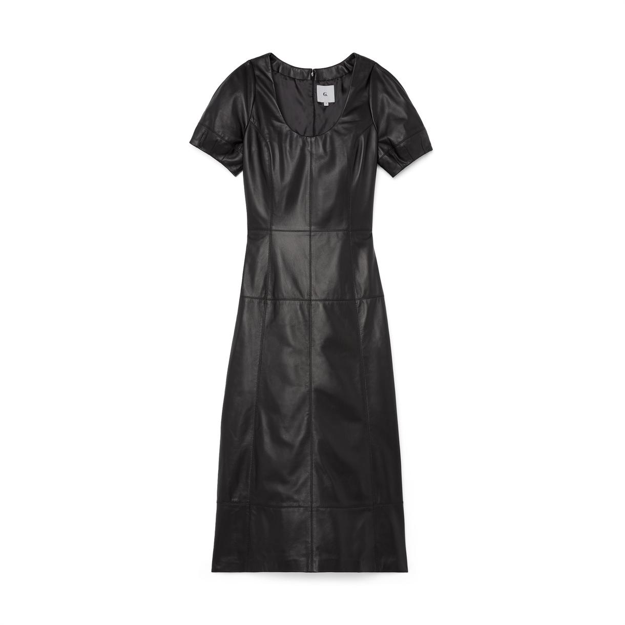 G. Label by goop Macy Leather Puff-Sleeve Dress