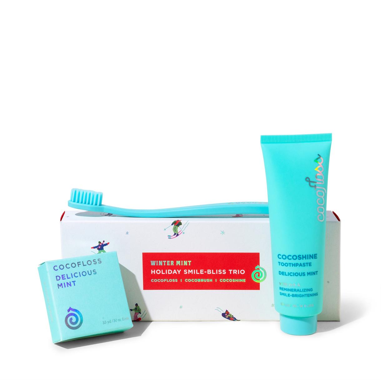 Cocofloss Winter Mint Holiday Smile Bliss Trio goop