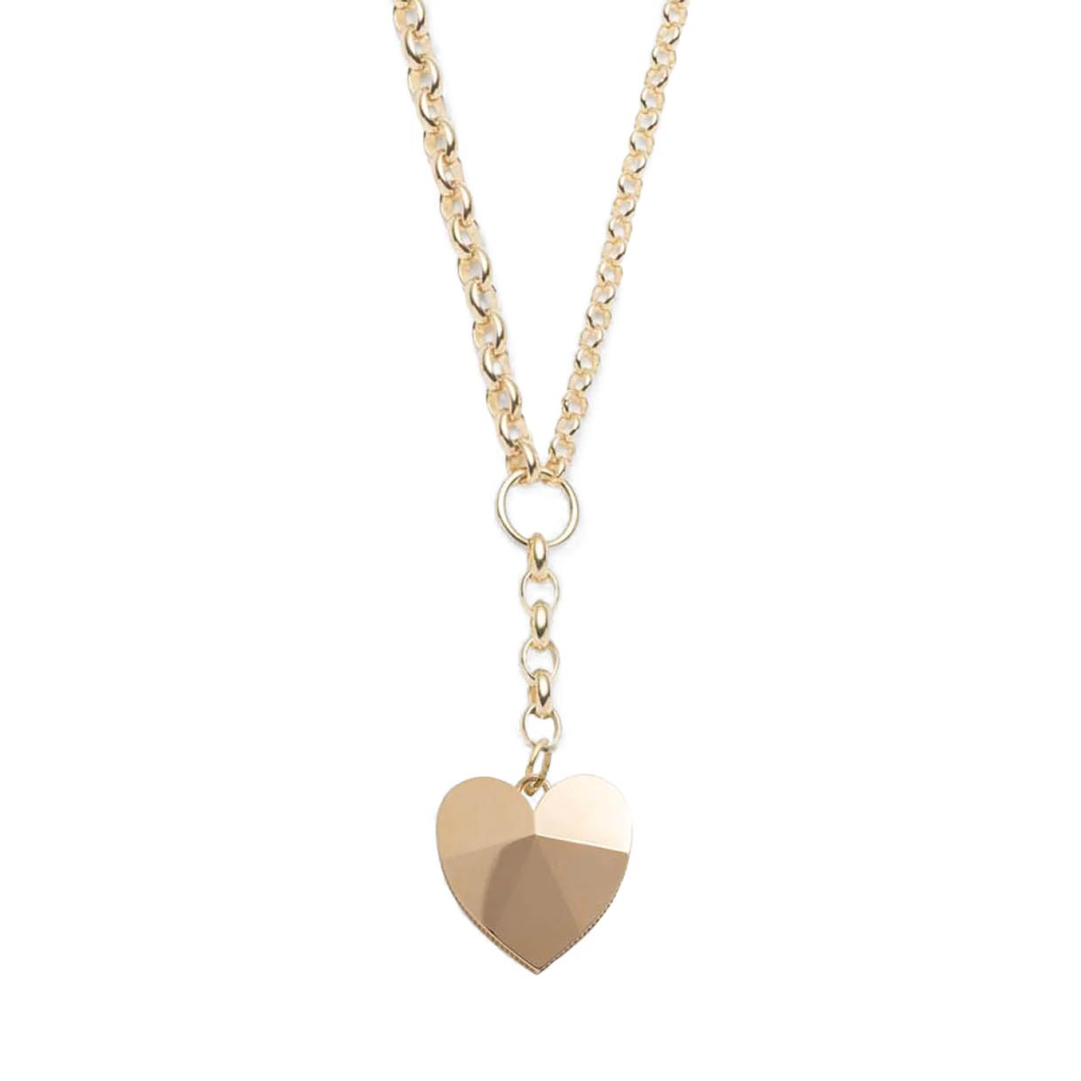 Foundrae Heavy Mixed Belcher Chain Necklace with Faceted Heart Pendant