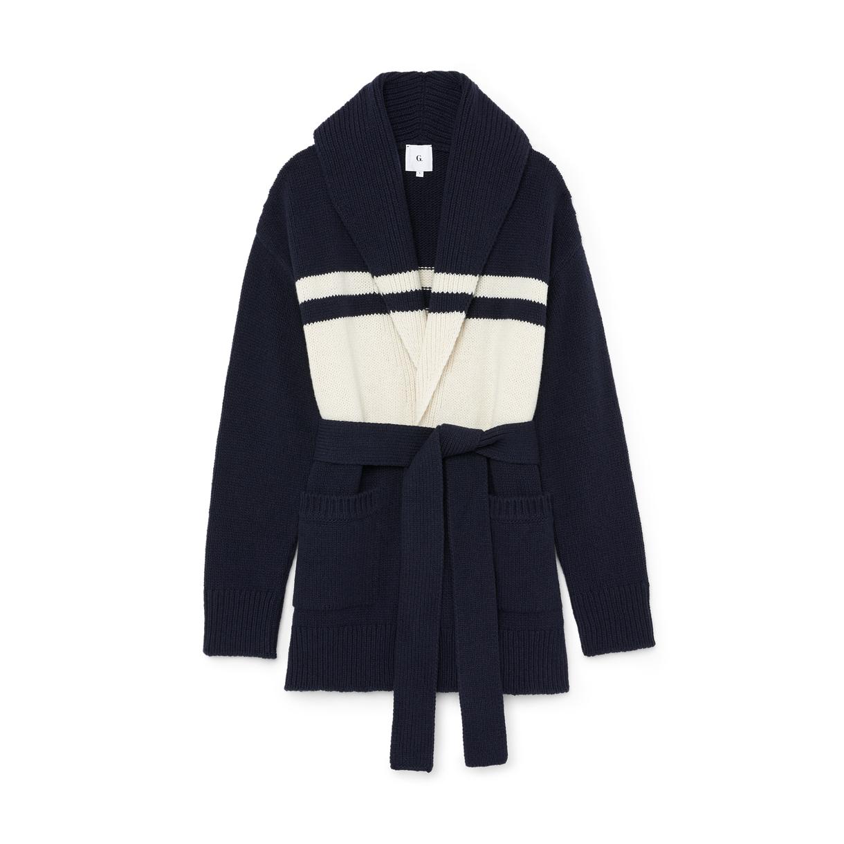 G. Label by goop Lorena Striped Shawl Collar Cardigan