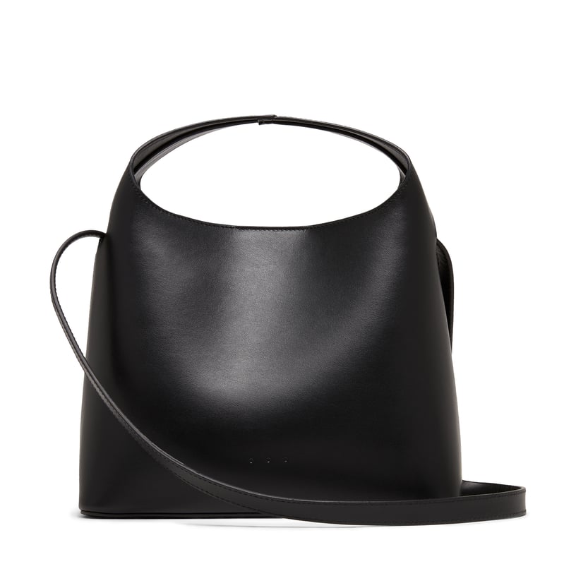 Aesther Ekme Sway Asymmetrical Leather Shoulder Bag In Black