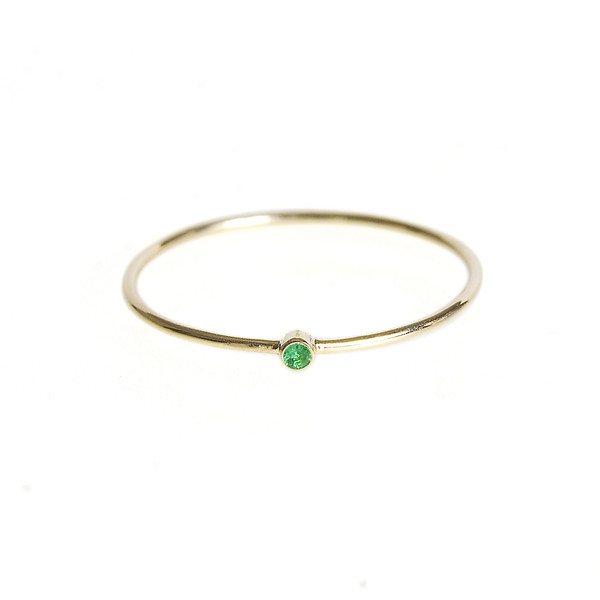 Jennifer Meyer Thin Ring With Emerald