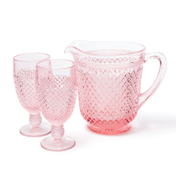 MOSSER GLASS Pink Glass Goblet Set of 2