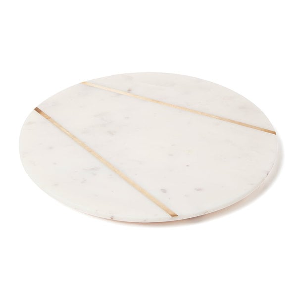 BIDK HOME  Marble Plate With Brass Inlay
