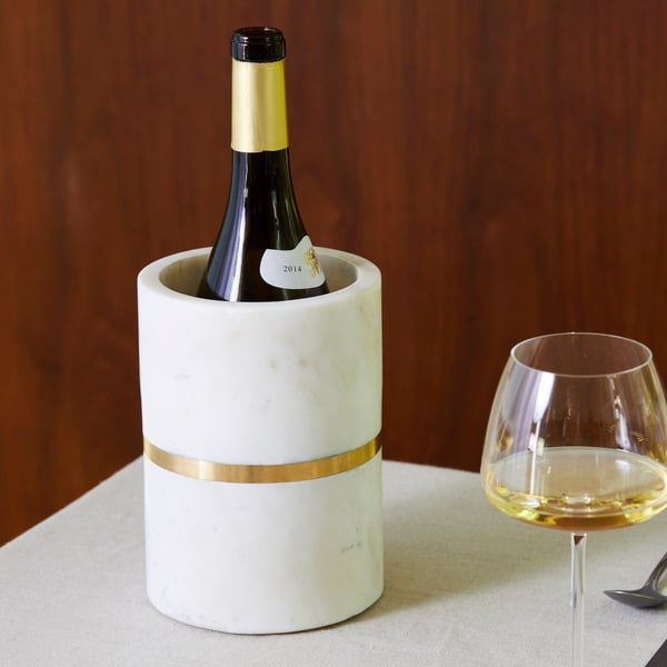 BIDK HOME  Marble & Brass Single-Bottle Wine Cooler