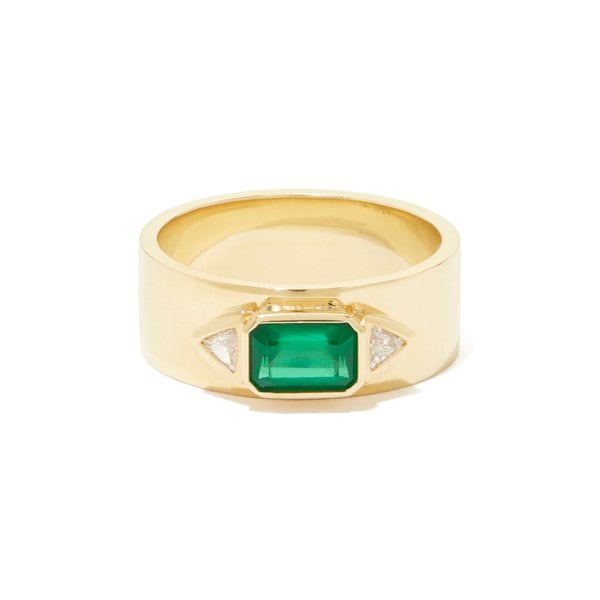 AZLEE Emerald NESW Diamond Ring