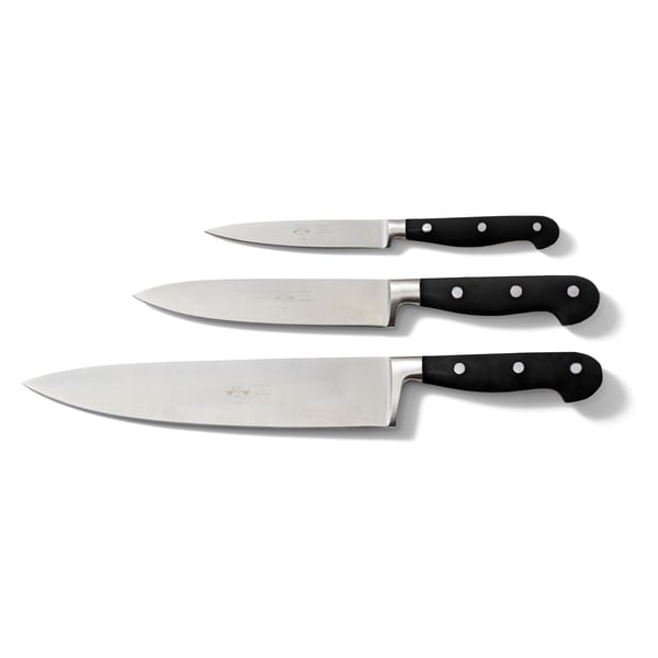 Coltellerie Berti for MATCH Black Insieme Set of 3 Kitchen Knives With Wood Blocks