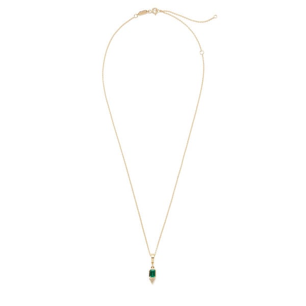 AZLEE Emerald & Trillion Small Diamond Charm with 20" Chain
