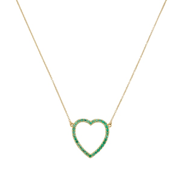 JENNIFER MEYER Emerald Large Open Heart Necklace