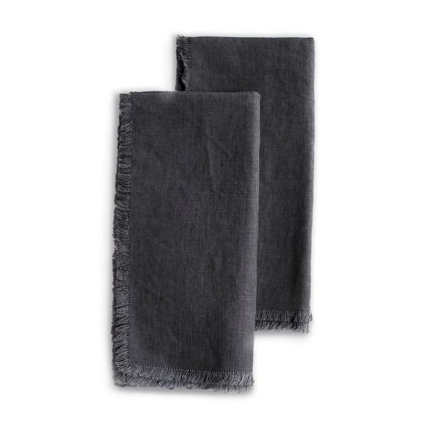 ROMAN AND WILLIAMS GUILD Fringed Flax Linen Napkin, Set of 2