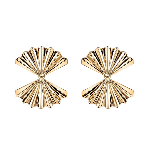 Anita Ko Double Fan Gold Earrings