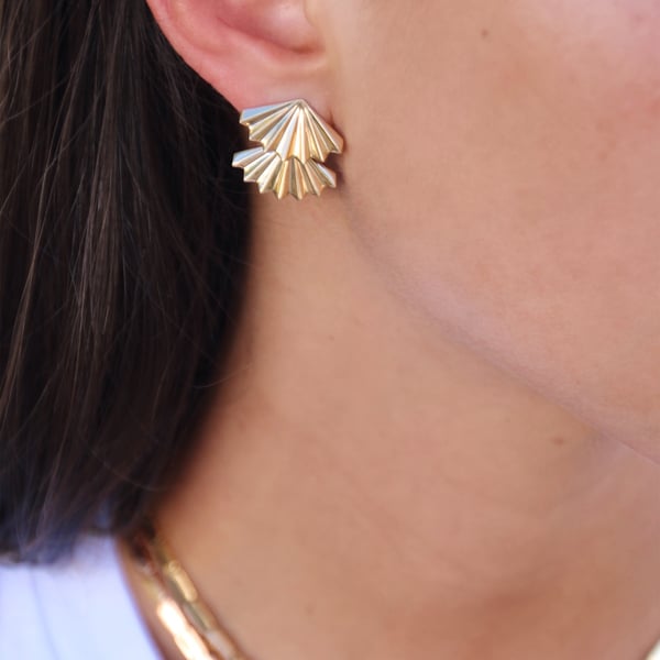 Anita Ko Double Fan Gold Earrings
