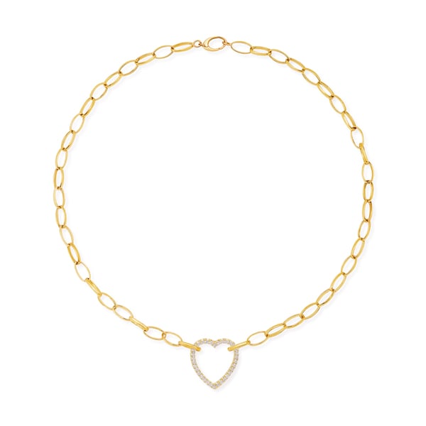 JENNIFER MEYER Medium Edith Link with Diamond Open Heart Necklace