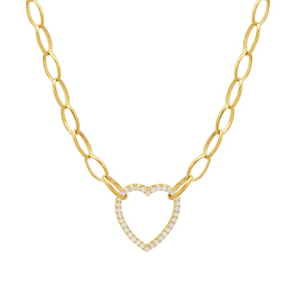 JENNIFER MEYER Medium Edith Link with Diamond Open Heart Necklace