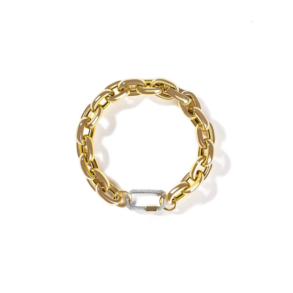 AS29 Medium Diamond Lock On Chunky Links Bracelet in Yellow Gold