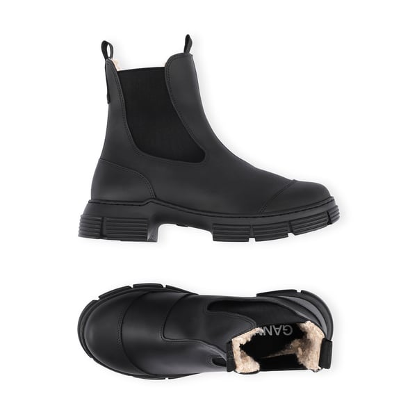 GANNI Recycled Rubber & Fur Boots