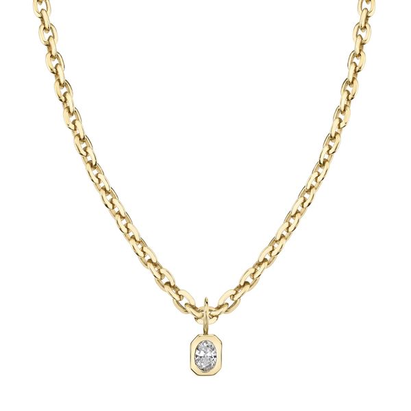 LIZZIE MANDLER Emerald-Cut Diamond Bezel Solitaire Charm Necklace