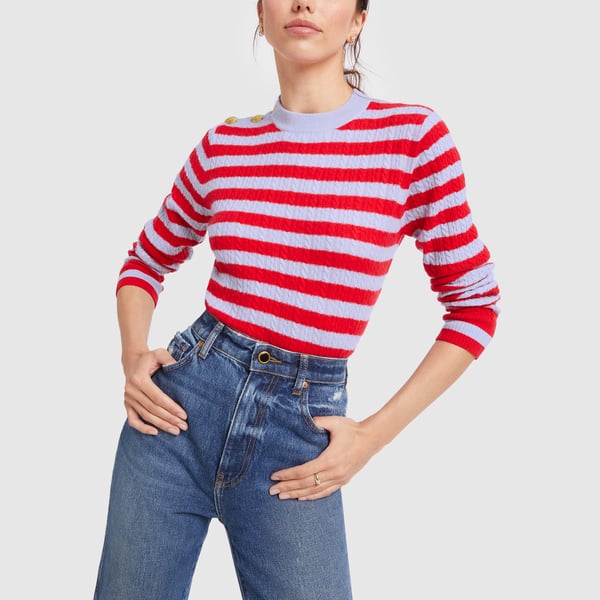 GANNI Striped Cashmere Mix Sweater