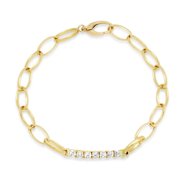 JENNIFER MEYER Medium Edith Link Bracelet with Large 4-Prong Diamond Accent