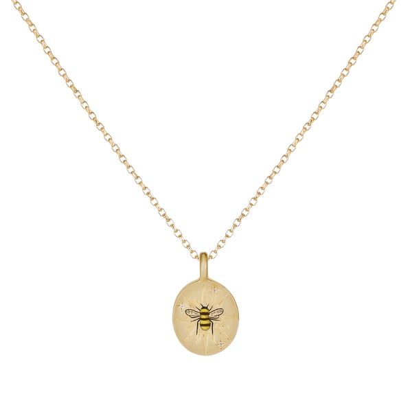 Cece Jewellery The Sun & Bee Pendant & Chain