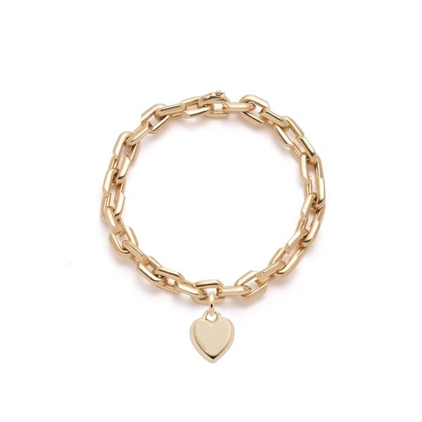 Foundrae Small Strong Hearts Bracelet with Small Heart Ingot Medallion