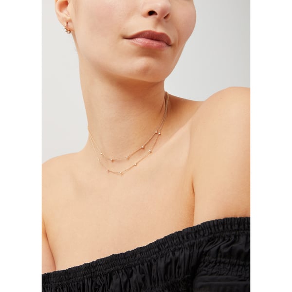 EF COLLECTION Diamond Double Crown Layer Necklace