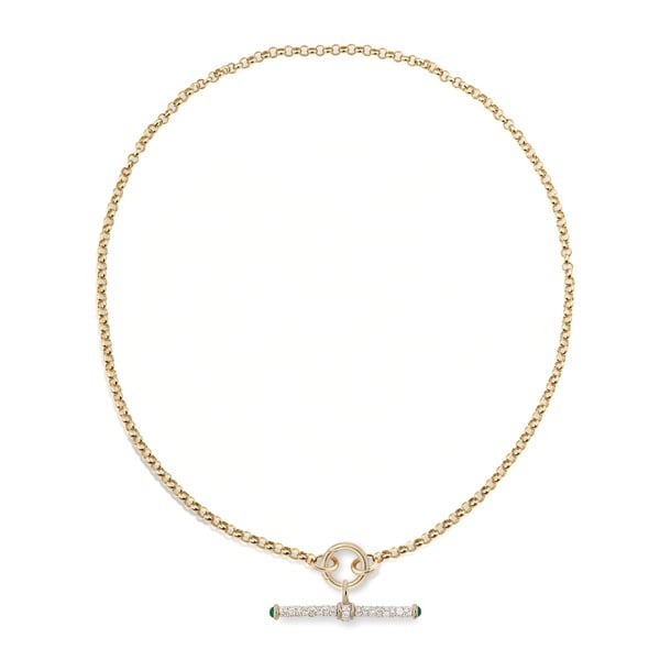 Lucy Delius Jewellery Belcher Chain with Gold Connection & White Rhodium T-Bar Necklace