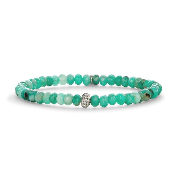 Sheryl Lowe Emerald Bracelet with Pavé Diamond Bead