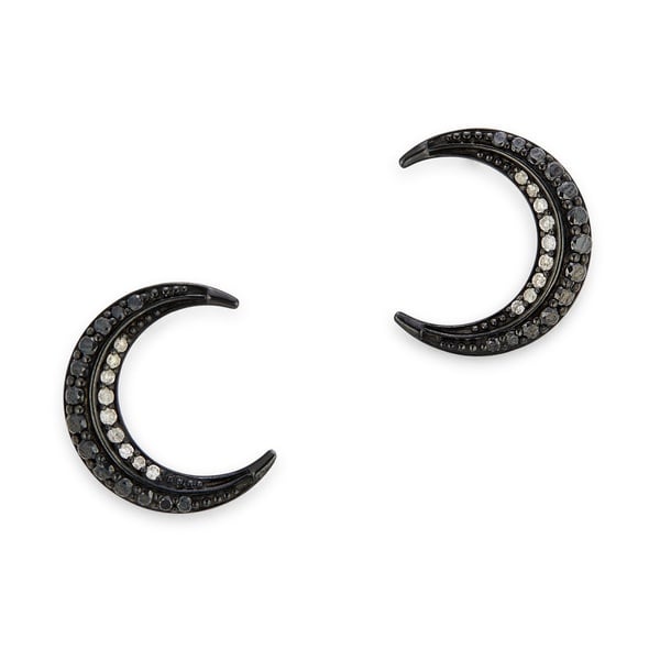 Sheryl Lowe Pavé Diamond Crescent Moon Studs