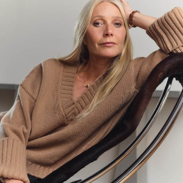 G. Label by goop Figliozzi V-Neck High-Cuff Sweater