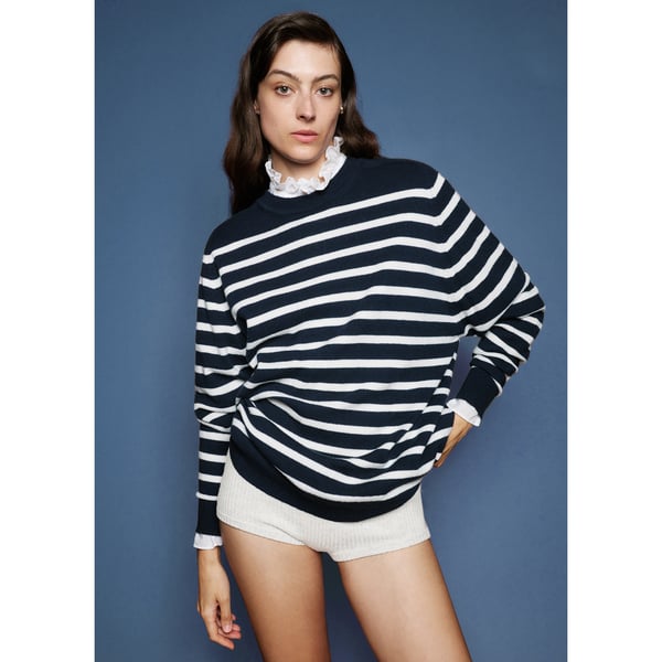 G. Label by goop Gia Oversize Striped Cashmere Crewneck