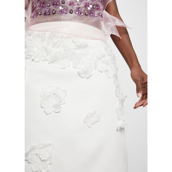 Des Phemmes Floral-Embroidered Midi Skirt