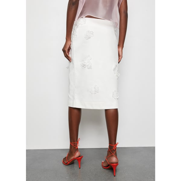 Des Phemmes Floral-Embroidered Midi Skirt