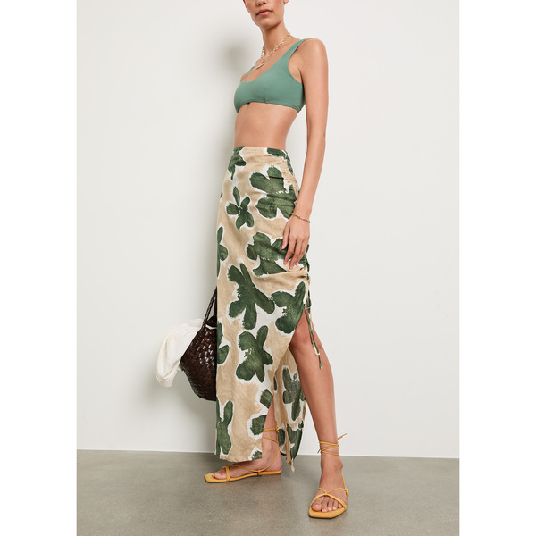 Zulu and Zephyr Ruched Linen Skirt